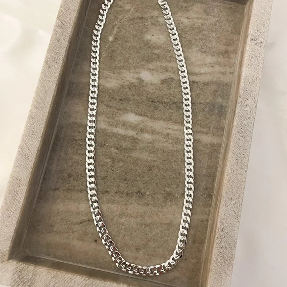 925 Sterling Silver Curb Chain Link Necklace Minimalist Stacking Layer Necklace - Picture 3 of 4